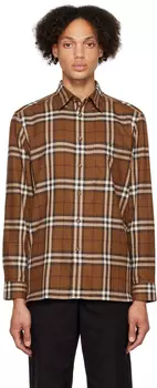 Коричневая рубашка с воротником на пуговицах Burberry