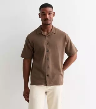 Коричневая рубашка в рубчик с коротким рукавом Jack & Jones Jack & Jones, темно-коричневый