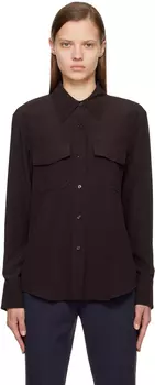 Коричневая рубашка в стиле милитари Victoria Beckham