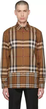 Коричневая рубашка в винтажную клетку Burberry
