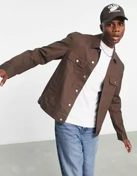 Коричневая саржевая куртка в стиле вестерн ASOS DESIGN