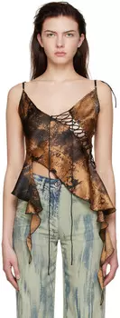 Коричневая шелковая майка KNWLS