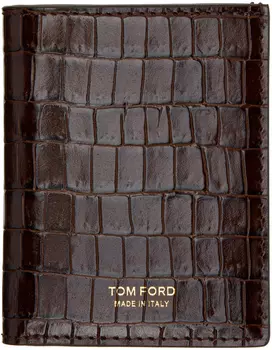 Коричневая складная визитница под крокодила TOM FORD