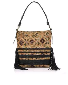 Коричневая сумка через плечо с черной деталью в стиле бохо Mustang, черный