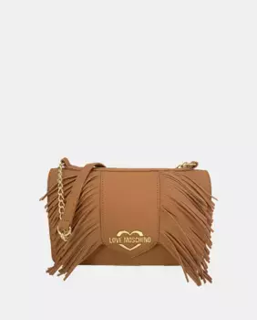 Коричневая сумка через плечо с клапаном и ручкой-цепочкой Love Moschino