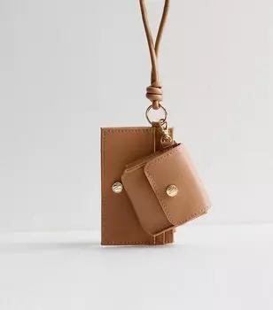 Коричневая сумка-держатель для карт с ремешком на запястье Duo New Look, светло-коричневый