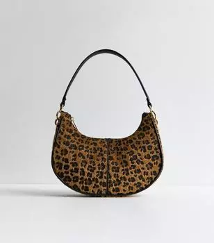 Коричневая сумка на плечо с леопардовым принтом New Look, коричневый