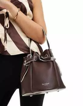 Коричневая сумка-ведро River Island со сборками по краям