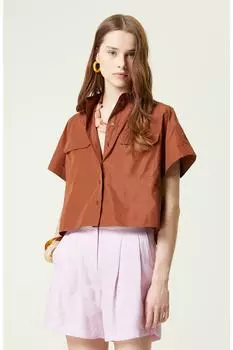 Коричневая тканая рубашка с коротким рукавом Network, коричневый