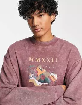 Коричневая толстовка с абстрактным принтом ASOS DESIGN