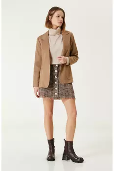 Коричневая твидовая юбка минимальной длины Network, коричневый