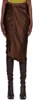 Коричневая юбка-миди с запахом Rick Owens