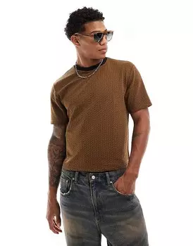 Коричневая укороченная футболка с текстурой ASOS DESIGN Regular