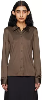 Коричневая узкая рубашка Helmut Lang