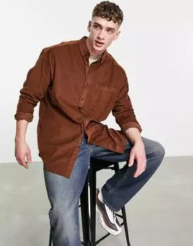 Коричневая вельветовая рубашка оверсайз ASOS DESIGN