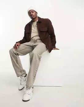 Коричневая вельветовая рубашка свободного кроя Abercrombie & Fitch