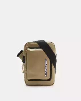 Коричневая вертикальная мини-сумка через плечо с застежкой-молнией Lacoste, светло-коричневый