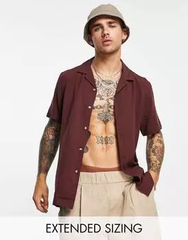 Коричневая вискозная рубашка стандартного кроя ASOS DESIGN