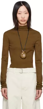 Коричневая водолазка в рубчик LEMAIRE