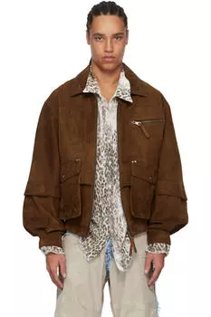 Коричневая замшевая куртка-бомбер Mikoos Andersson Bell