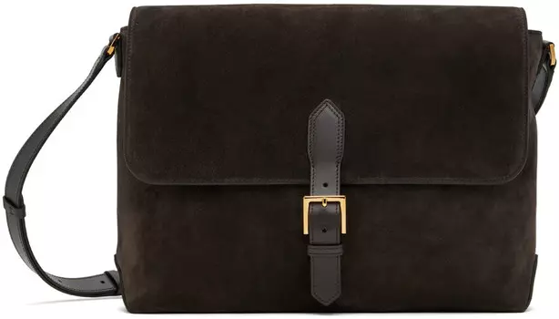Коричневая замшевая сумка среднего размера TOM FORD