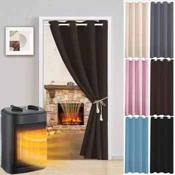 Коричневая затемняющая тепловая дверная занавеска 132x244 см, простая дверная занавеска с петлями easy home, коричневый