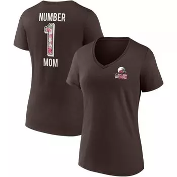 Коричневая женская футболка с v-образным вырезом и фирменным логотипом Cleveland Browns Team ко Дню матери Fanatics