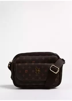 Коричневая женская кожаная сумка через плечо Pierre Cardin