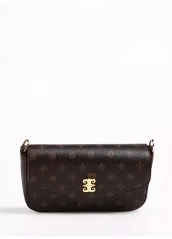 Коричневая женская кожаная сумка через плечо Pierre Cardin