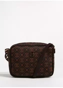 Коричневая женская кожаная сумка через плечо Pierre Cardin