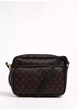 Коричневая женская кожаная сумка через плечо Pierre Cardin