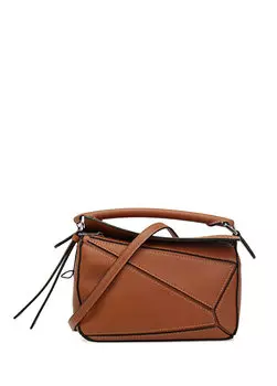 Коричневая женская кожаная сумка mini puzzle Loewe