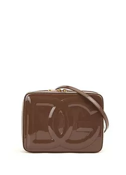 Коричневая женская кожаная сумка с логотипом dg logo Dolce&Gabbana