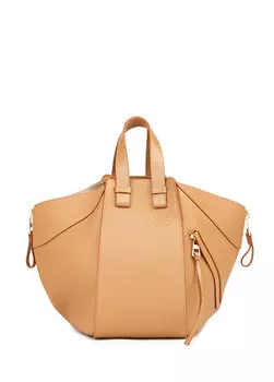 Коричневая женская кожаная сумка с логотипом hammock Loewe