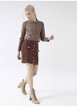 Коричневая женская прямая мини-юбка с нормальной талией LAYLA Fabrika, коричневый