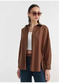 Коричневая женская рубашка Fabrika