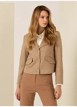 Коричневая женская стеганая куртка стандартного кроя с моно воротником MUKA-C Pierre Cardin, коричневый