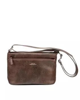 Коричневая женская сумка через плечо из экокожи Stamp, темно коричневый