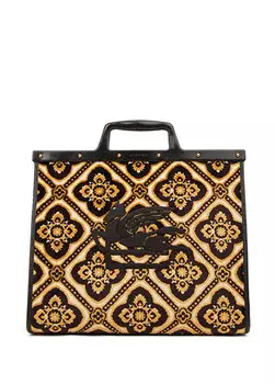 Коричневая женская сумка через плечо с узором и логотипом Etro