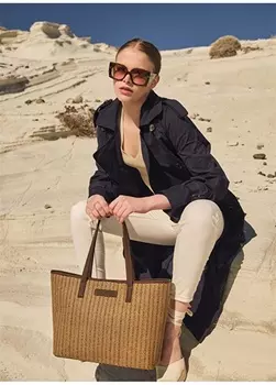 Коричневая женская вязаная сумка на плечо на молнии Nautica