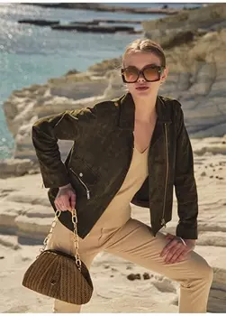 Коричневая женская вязаная сумка на плечо с зажимом Nautica