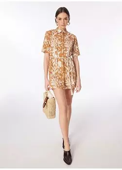 Коричнево-белое женское базовое платье F4SL-ELB0812 Fabrika, коричневый