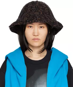 Коричнево-черная крупная шляпа в рубчик MM6 Maison Margiela