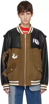 Коричнево-черный бомбер «Феникс» Feng Chen Wang