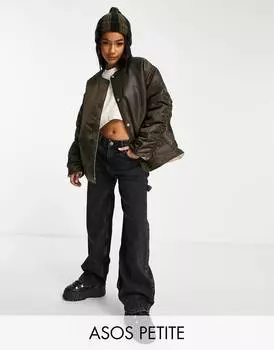 Коричнево-кремовый двусторонний бомбер ASOS DESIGN Petite