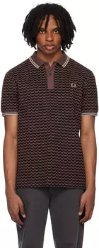 Коричневое абстрактное поло Fred Perry