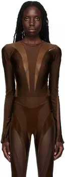 Коричневое боди Mugler Illusion Shaping