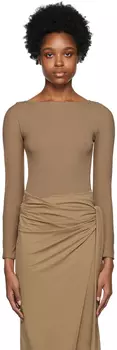Коричневое боди с вырезом на спине Wolford
