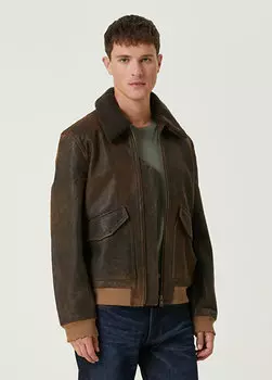 Коричневое кожаное пальто mate Zadig&Voltaire