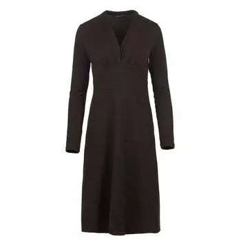 Коричневое меланжевое трикотажное платье с длинными рукавами и ампирным силуэтом Conquista, коричневый